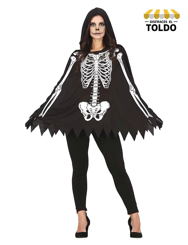 DISFRAZ PONCHO ESQUELETO AD