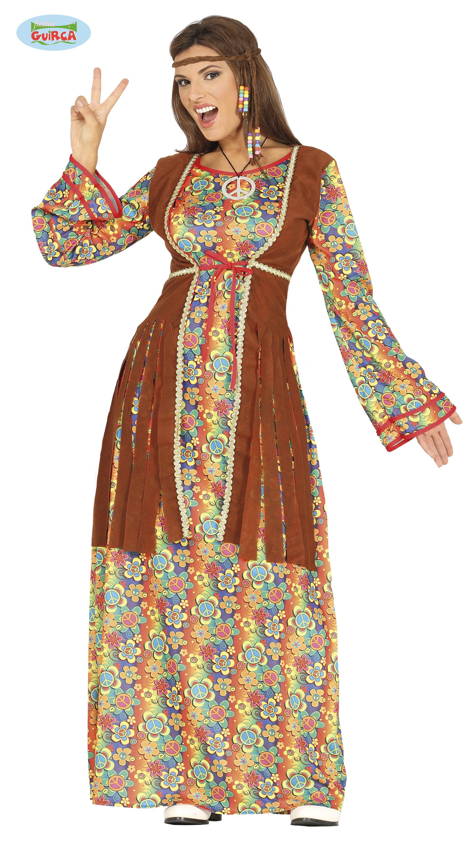 DISFRAZ HIPPIE LARGO MUJER