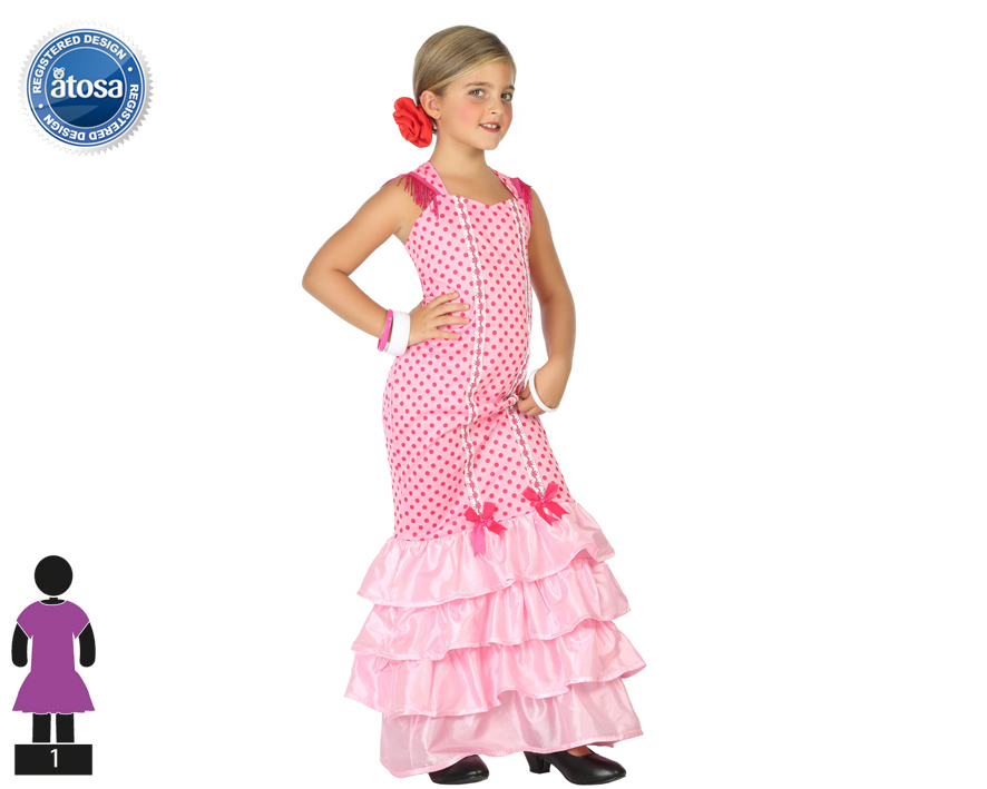 DISFRAZ SEVILLANA ROSA C/VOLANTES T/5-6 – Disfraces El Toldo Oviedo